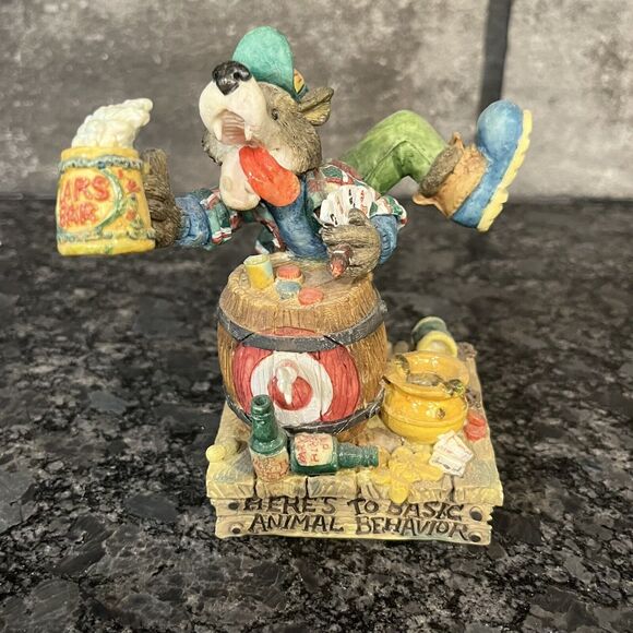 Enesco Moose Creek Crossing “Here’s to Basic Animal Behavior” 1996 Wolf #188387 - Picture 1 of 6
